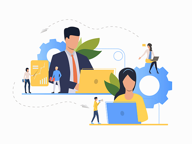 management people working icons